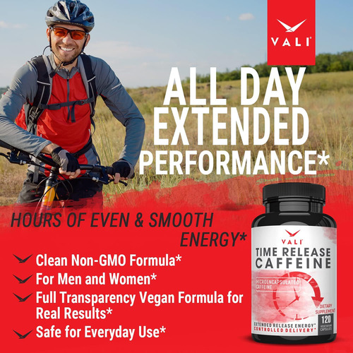 Vali Time Libere Caffeine 100mg Pills - Liberação Lenta Inte - Imagem 6