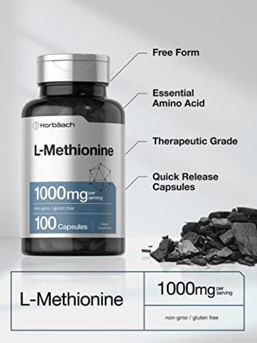 Horbäach L-metionina 1000mg | 100 Cápsulas | Não Ogm, Sem Gl - Imagem 8