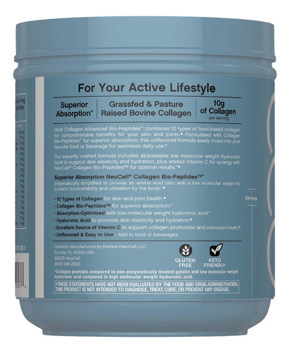 Colágeno Em Pó Neocell Multi Bio-peptides 650 Ml Com Vitamin - Imagem 12