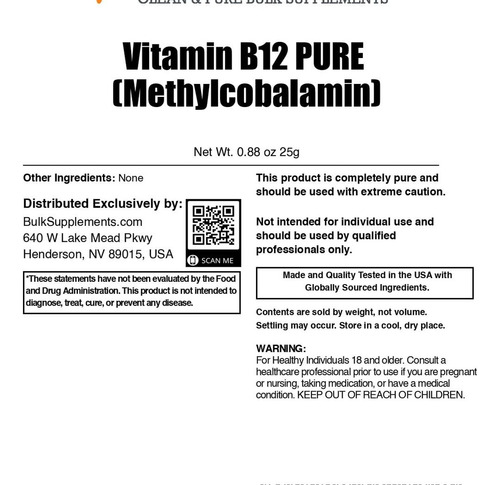 Pó De Vitamina B12 Metilcobalamina Pura Da Bulksupplements - Imagem 4