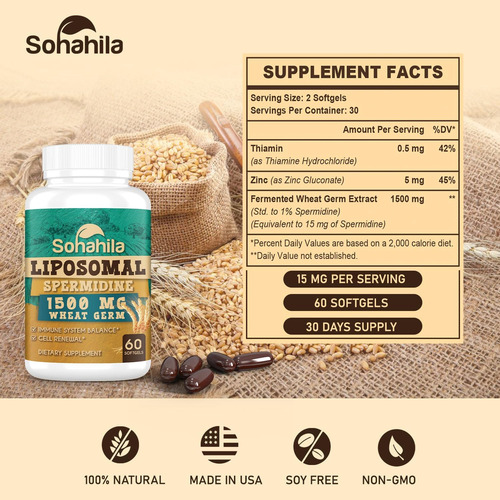 Suplemento De Espermidina 15 Mg - 99% De Pureza, Alta Absorç - Imagem 2