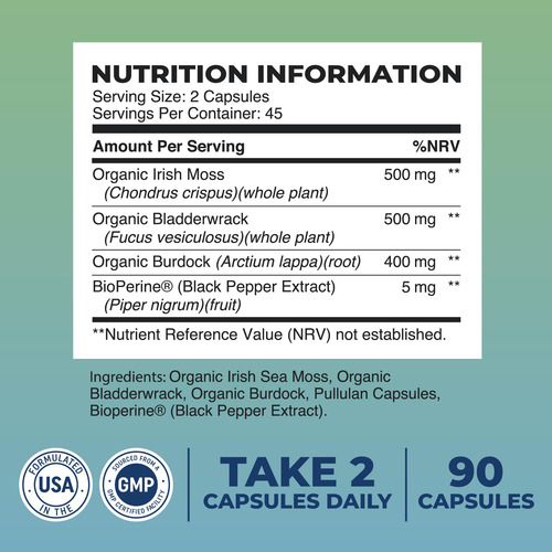 Suplemento Nobi Nutrition Organic Irish Sea Moss Em Cápsulas - Imagem 6
