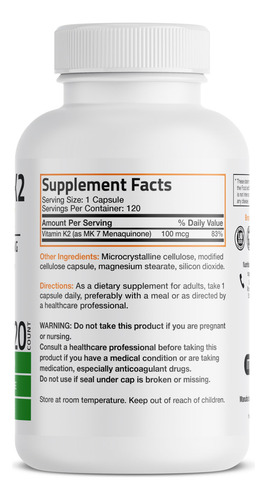 Suplemento De Vitamina K2 Bronson Como Mk-7 Menaquinona 100m - Imagem 2