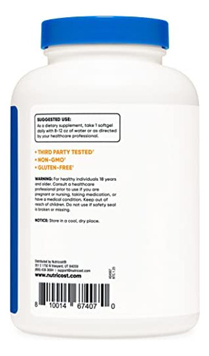 Nutricost Cápsulas Softgel De Óleo De Coco (1000mg) 240 Soft - Imagem 8