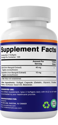 Luteína Vitamática 40mg Com Zeaxantina 10mg, Suplemento De A - Imagem 17