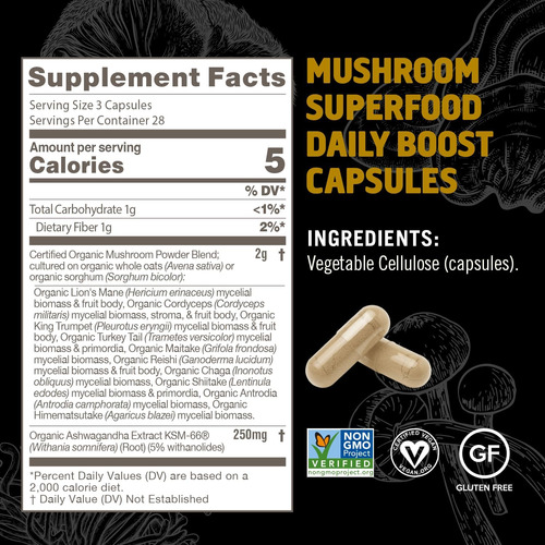 Om Mushroom Superfood Master Blend Cogumelos E Adaptógenos, - Imagem 5