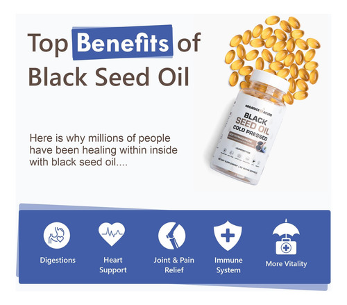 Cápsulas De Óleo De Semente Preta Organics Nature 1000mg Cáp - Imagem 2