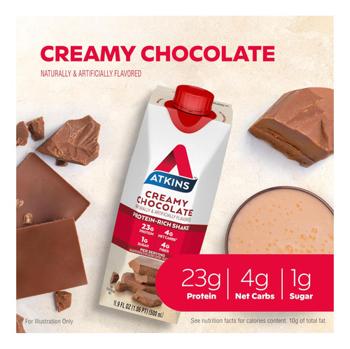 Shake De Chocolate Atkins Cheamy: 23 G De Proteína, Baixo - Imagem 2