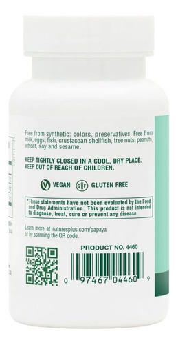 Suplemento Naturesplus Papaya Enzyme 180 Comprimidos Para Ma - Imagem 3