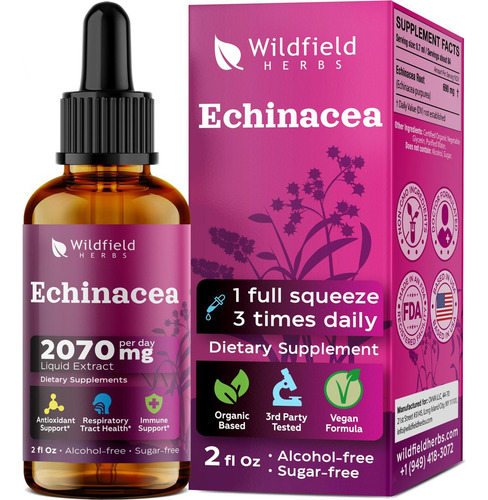 Extrato De Equinácea Wildfield Herbs 2 Oz, 84 Doses