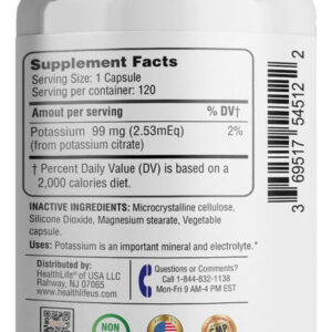 Suplemento De Citrato De Potássio Health Lfe - 120 Cápsulas