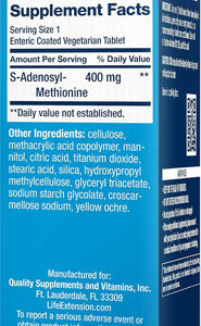 Life Extension Same 400 Mg S-adenosil-metionina Com Revestim