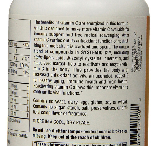 Source Naturals C, 500mg - 120 Cápsulas - Imagem 7