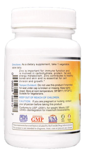 Gluconato De Zinco Quelatado Wonder Laboratories 50 Mg - 100 - Imagem 2
