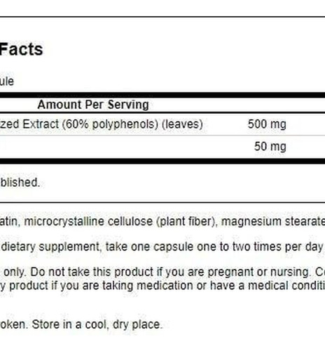 Extrato De Chá Verde Swanson 500 Mg 60 Cápsulas - Imagem 2