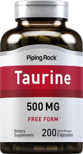 Cápsulas De Taurina 500 Mg De Piping Rock | Contagem 200 | F - Imagem 7