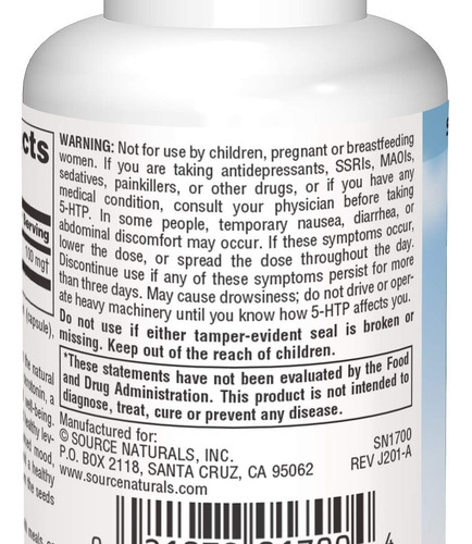 Source Naturals 5-htp 50mg - 30 Cápsulas - Imagem 5