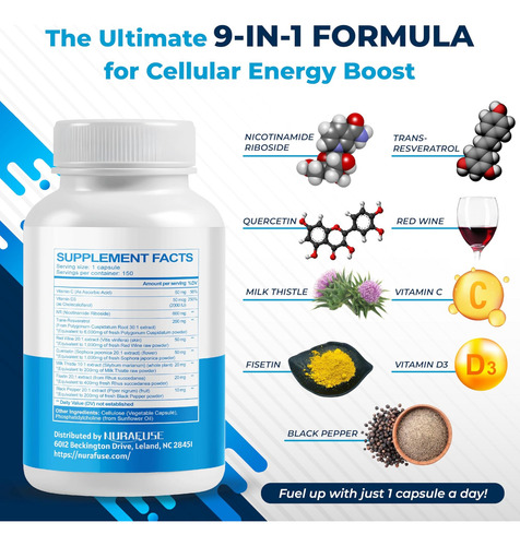 Nurafuse Liposomal Nad+ Trans-resveratrol 6000mg Com Vinho T - Imagem 10
