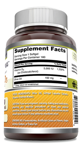 Suplemento De Vitamina D3 Da Amazing Nutrition Com Azeite De