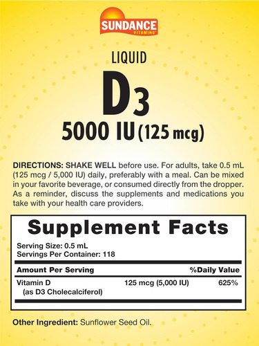 Vitamina Diu (125mcg) | 2 Onças Fluidas | Gotas Líquidas De - Imagem 6