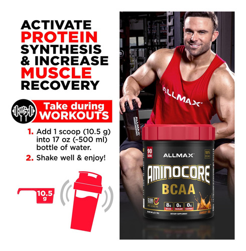 Allmax Nutrition Aminocore Bcaa 8g Bcaas 100% De Aminoácidos - Imagem 5