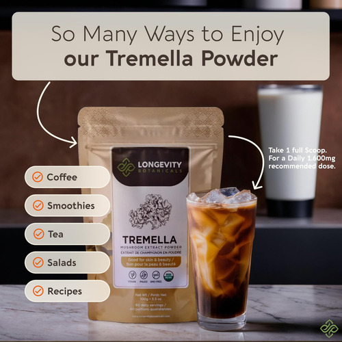 Suplemento Longevity Botanicals Tremella Mushroom 100g Em Pó - Imagem 6