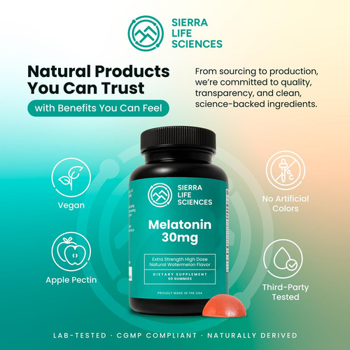 Sierra Life Sciences Gomas De Melatonina Veganas 30 Mg - Imagem 4