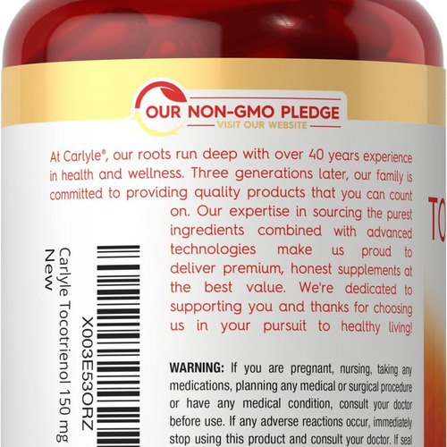 Suplemento Carlyle Carlyle Tocotrienol 150mg 60 Cápsulas De - Imagem 3