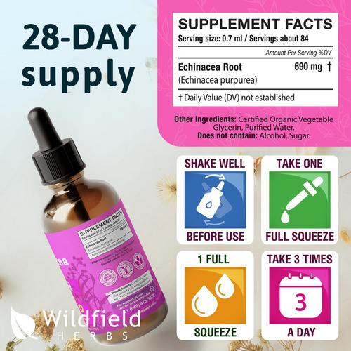 Extrato De Equinácea Wildfield Herbs 2 Oz, 84 Doses - Imagem 6