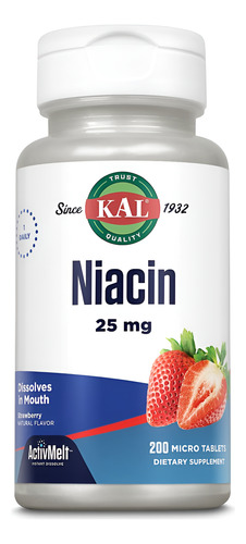Comprimidos De Niacina Kal Kal 25 Mg, Morango, 200 Unidades