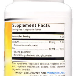 Gluconato De Zinco Quelatado Wonder Laboratories 50 Mg - 100
