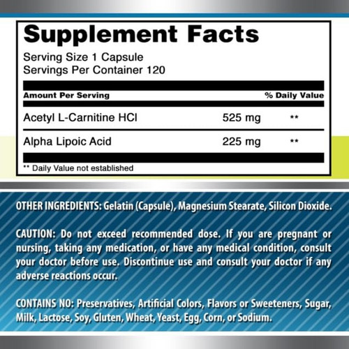Suplemento Ala/alc Da Amazing Nutrition 750 Mg | 120 Cápsula - Imagem 9