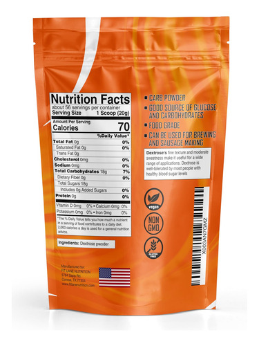 Dextrose Em Pó Fit Lane Nutrition 1,13 Kg - Produto Comestív - Imagem 7