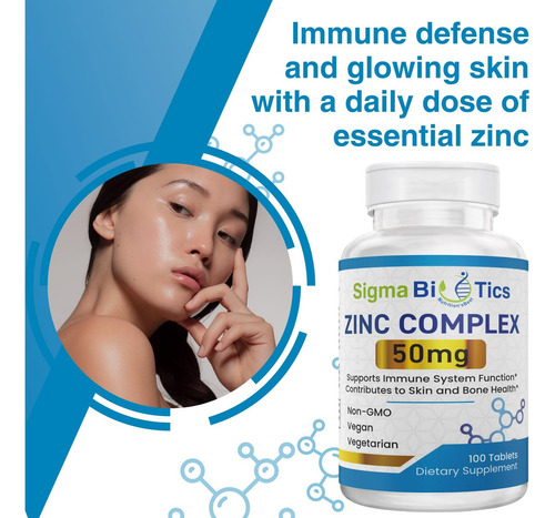 Suplemento De Zinco Sigmabiotics 50mg Para Imunidade E Pele - Imagem 2