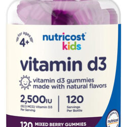 Gomas De Vitamina D3 Nutricost Kids 2.500 Ui (62,5 Mcg), 12