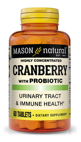 Mason Natural Cranberry Com Probióticos, 60 Comprimidos
