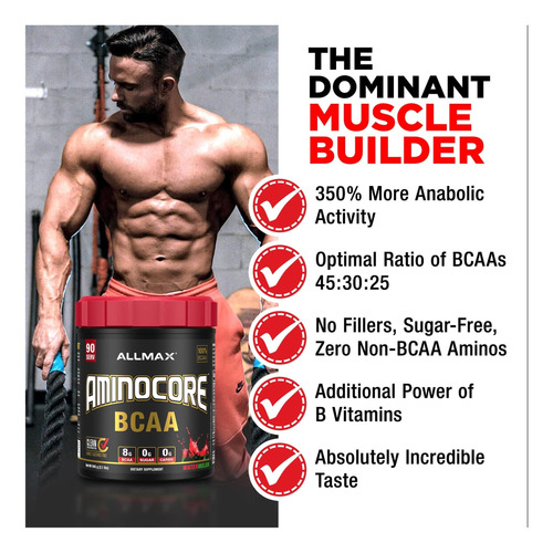 Allmax Nutrition Aminocore Bcaa 8g Bcaas 100% De Aminoácidos - Imagem 3