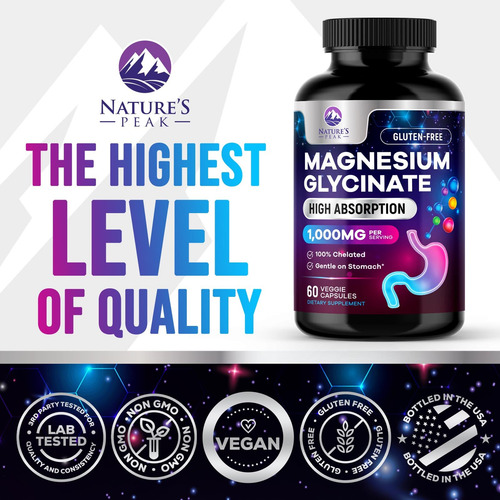Suplemento Nature"s Peak Pure Magnésio Glicinato 1000mg - Imagem 4