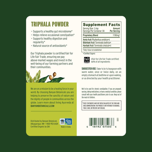 Pó De Triphala Orgânico Banyan Botanicals - 3,5 Oz - Imagem 5
