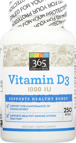 Suplemento 365 Da Whole Foods Market Vitamina D3 1000 Ui 250