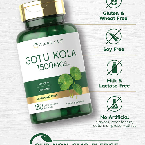 Cápsulas De Gotu Kola Carlyle 1500mg | 180 Unidades - Imagem 3