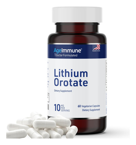 Suplemento De Orotato De Lítio Ageimmune 10 Mg, 60 Cápsulas - Imagem 3