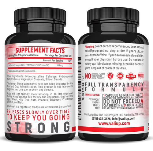 Vali Time Libere Caffeine 100mg Pills - Liberação Lenta Inte - Imagem 8