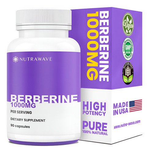 Suplemento Nutra Wave Berberine 1000 Mg, Potência Máxima, 1