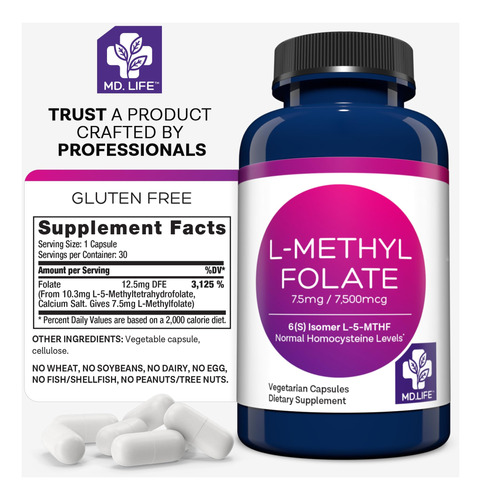 Suplemento Md.life L-metilfolato 7,5 Mg De Potência Máxima - Imagem 7