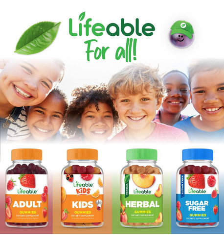 Gomas De Vitamina B12 Sem Açúcar Lifeable Para Crianças | 90 - Imagem 5