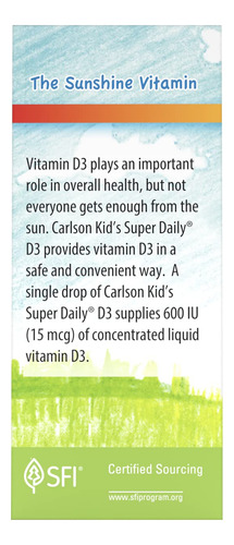 Suplemento De Vitamina D Carlson Kid"s Super Daily D3 15mcg - Imagem 4