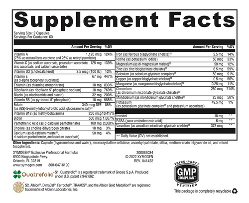 Xymogen Activnutrients Com Ferro E Cobre - Multivitamínico M - Imagem 5