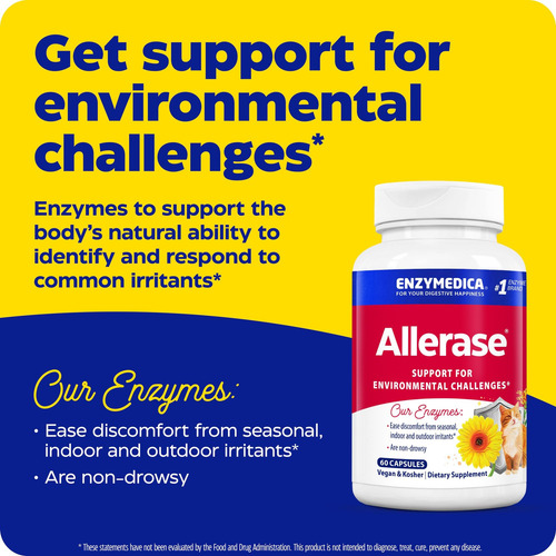 Enzymedica, Allerase, Suplemento Enzimático Não Sonolento Pa - Imagem 3