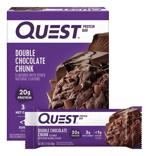 Barras De Proteína Quest Chocolate Duplo, 20g De Proteína